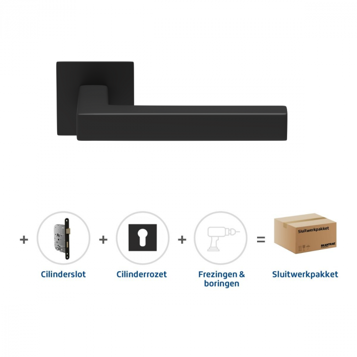 Skantrae Sluitwerkpakket 2068 Squared 20 flat cilinder ZWART