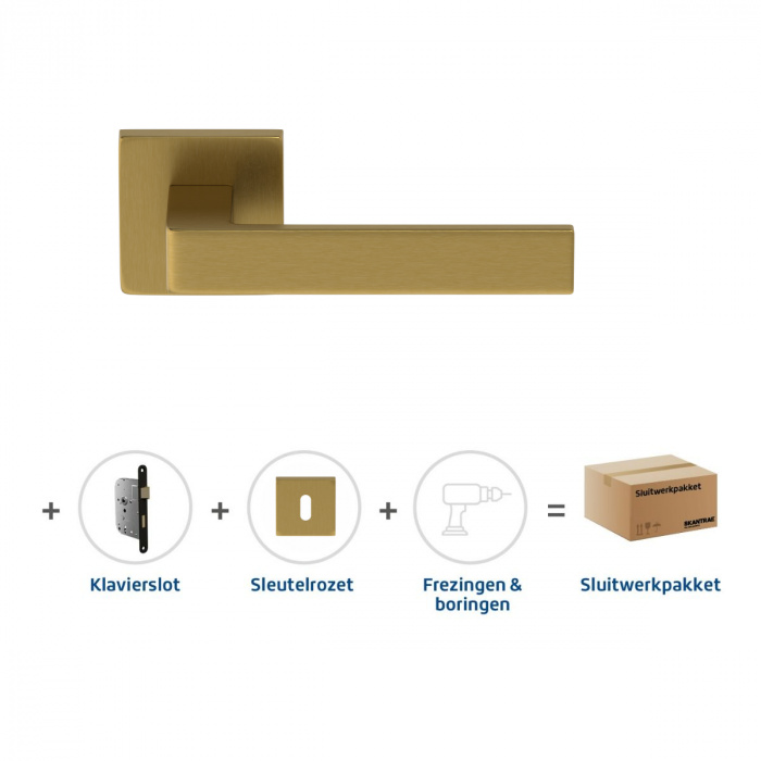 Skantrae Sluitwerkpakket 2089 Quadrate 28 regular sleutel MAT MESSING
