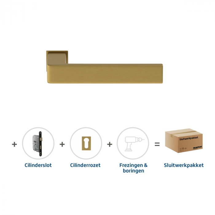 Skantrae Sluitwerkpakket 838 Quadrate 28 minimal cilinder MAT MESSING