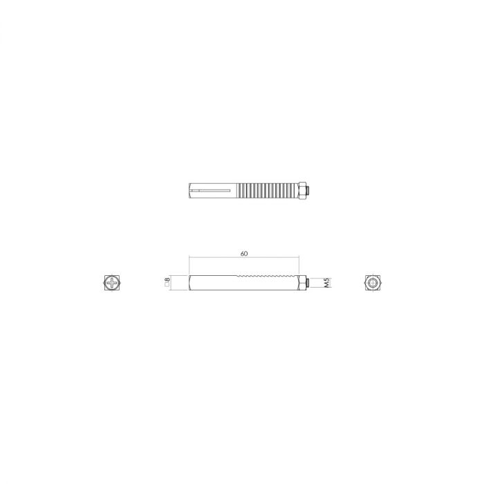 Wisselstift keilboutbevestiging 8x60 mm