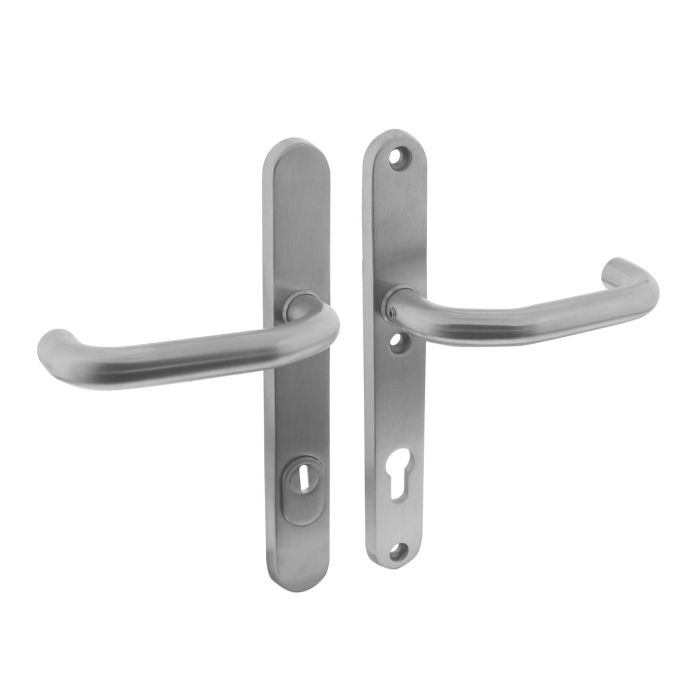 Intersteel Veiligheidsbeslag SKG3 met kerntrekbeveiliging profielcilindergat 92 mm geveerd smal ovaal achterdeurbeslag rvs geborsteld