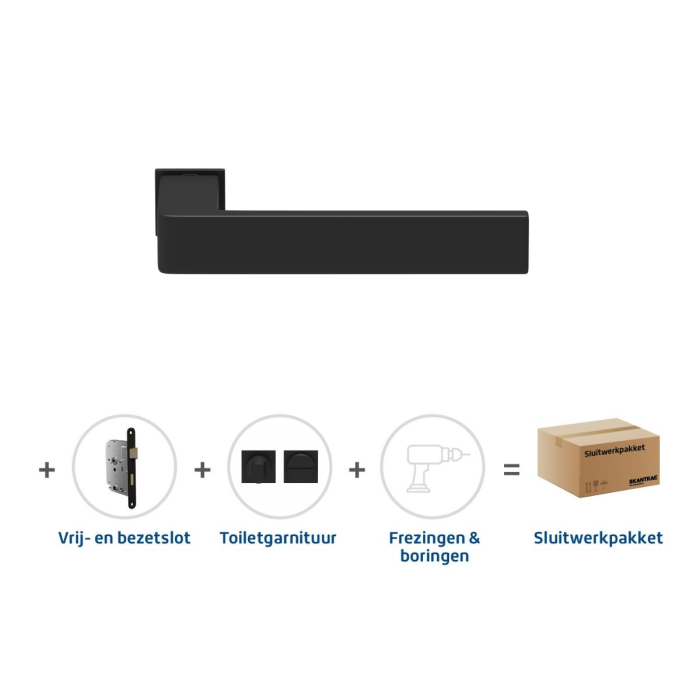 Skantrae Sluitwerkpakket 855 Quadrate 28 minimal toilet ZWART