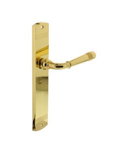 Intersteel Deurkruk Emily op schild 235x45x8 mm blind messing gelakt