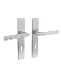 Intersteel Deurkruk Hoek 90° op rechthoekig schild sleutelgat 72 mm rvs geborsteld