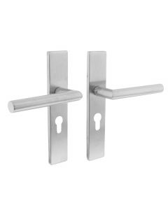Intersteel Deurkruk Hoek 90° op rechthoekig schild profielcilindergat 55 mm rvs geborsteld