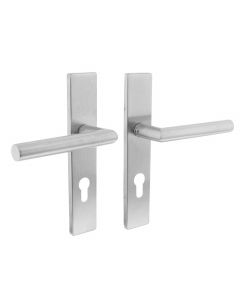Intersteel Deurkruk Hoek 90° op rechthoekig schild profielcilindergat 72 mm rvs geborsteld