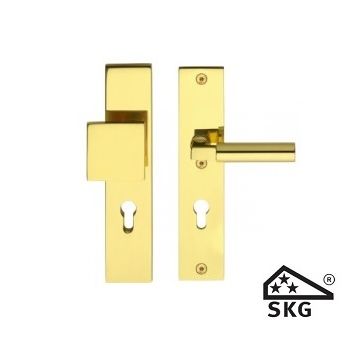 Intersteel Veiligheid-garnituur rechthoek massief greep/kruk PC72 messing gelakt
