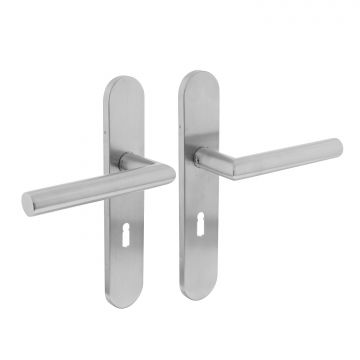 Intersteel Deurkruk Jura op schild sleutelgat 56 mm rvs geborsteld