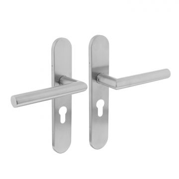 Intersteel Deurkruk Jura op schild profielcilindergat rvs geborsteld