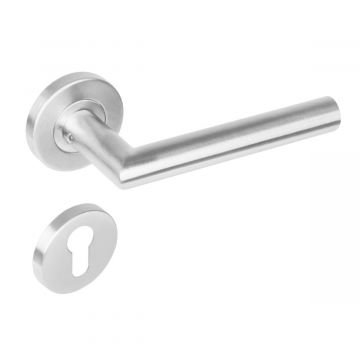 Intersteel Deurkruk Jura op rozet verdekt ø53x8mm met nokken en cilinderrozetten rvs